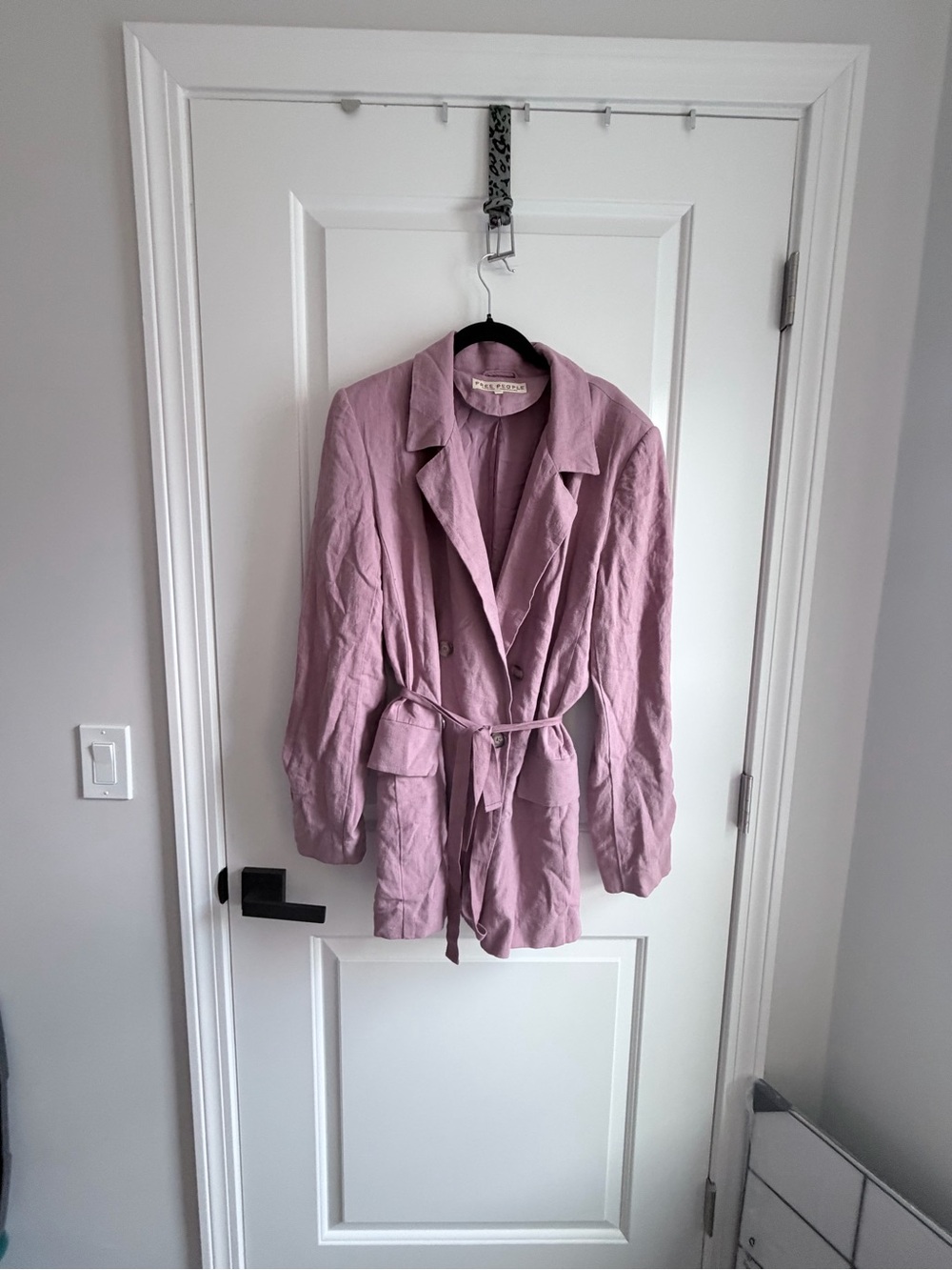 Free People Olivia Mauve Pink Linen Tie-Waist Blazer Coat